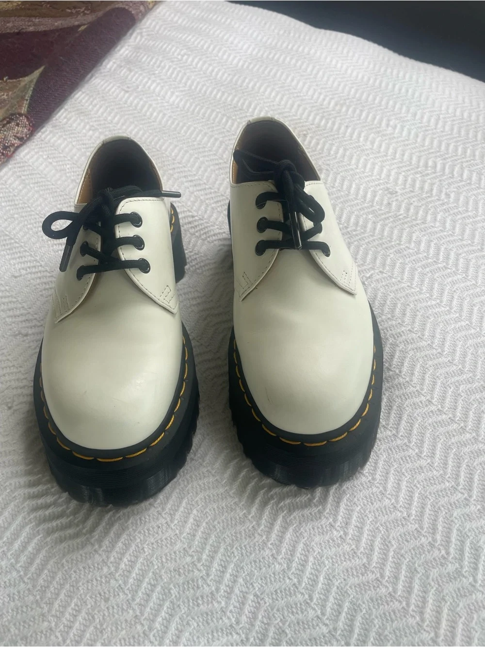 Dr. Martens White Platform Lace-Up shoes with Black Sole